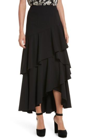 Women's Alice + Olivia Martina High/low Ruffle Skirt - Black
