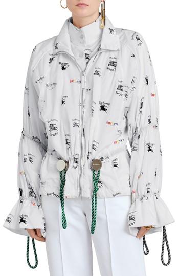 Women's Burberry Poole Triple Archive Logo Print Windbreaker Jacket - White