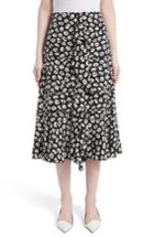 Women's Proenza Schouler Ruffle Print Silk Midi Skirt - Black
