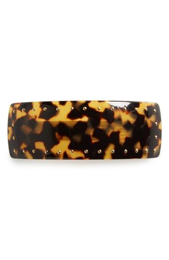 France Luxe Studded Rectangle Volume Barrette, Size - Brown