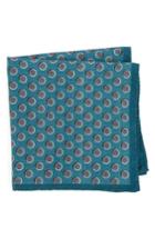 Men's Ted Baker London Dot Silk Pocket Square, Size - Blue/green