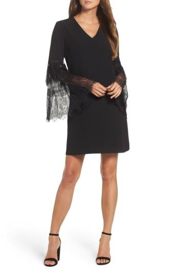 Women's Kobi Halperin Suki Lace Sleeve Shift Dress - Black