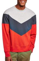 Men's Topman Chevron Colorblock Sweatshirt - Red