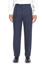 Men's Linea Naturale Washable Pleated Micro Twill Trousers - Blue