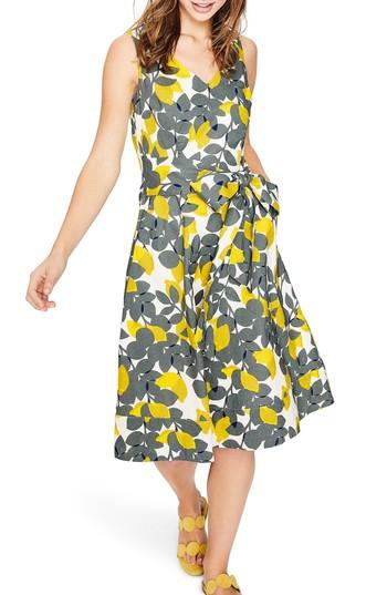Women's Boden Jade Fit & Flare Linen Cotton Dress - Yellow