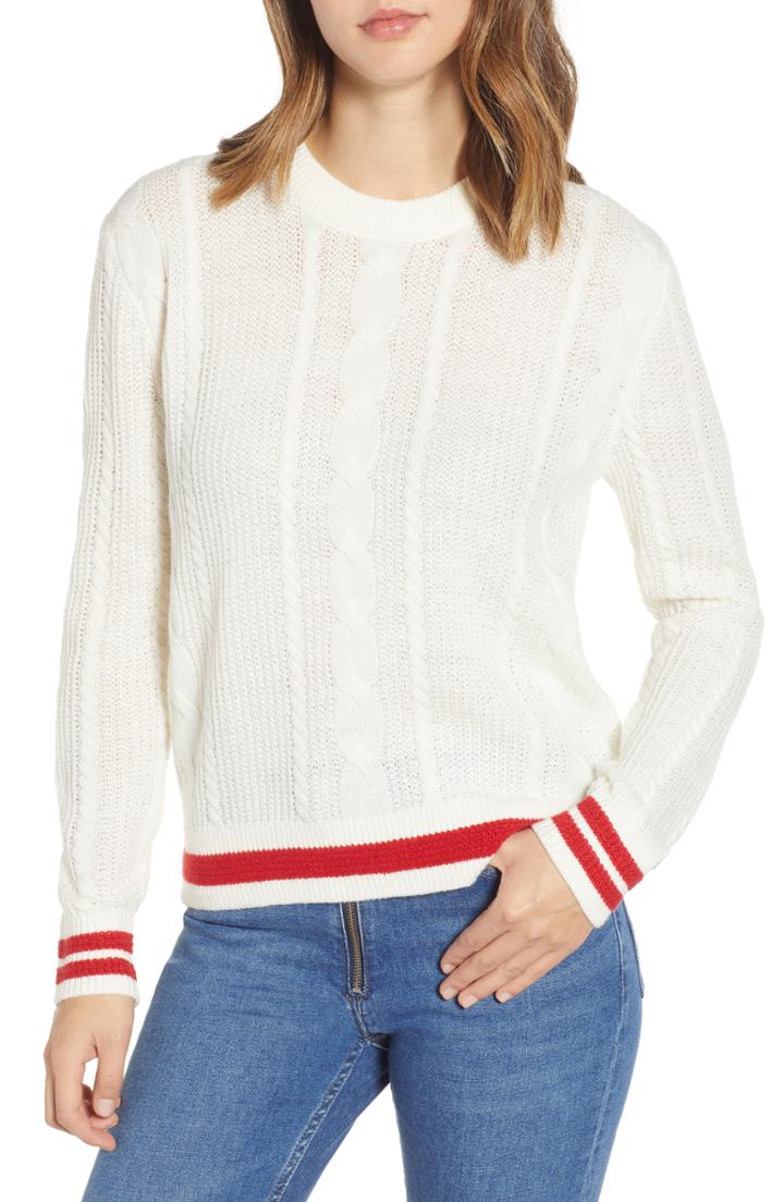 Women's Something Navy Waist Detail Off The Shoulder Sweater - Black