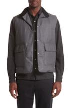 Men's Eidos Napoli Water Resistant Wool Down Vest With Genuine Shearling Collar R Eu - Grey