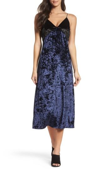 Women's Nsr Crushed Velvet Slipdress - Blue