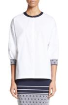 Women's St. John Collection Devika Tile Techno Stretch Cotton Shirt - White