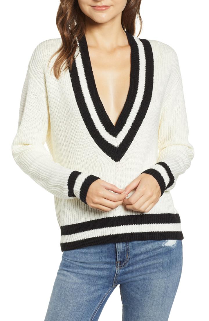 Women's Bishop + Young Varsity V-neck Sweater - Ivory