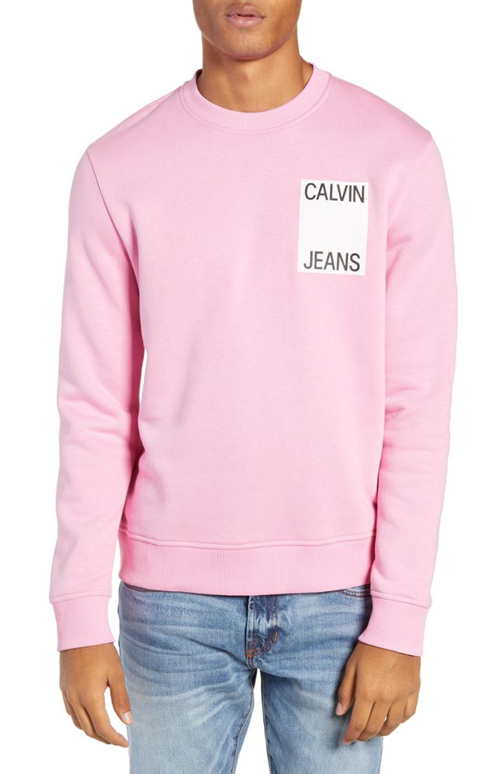 Men's Calvin Klein Jeans Stacked Logo Cotton Blend Sweatshirt