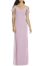 Women's Social Bridesmaids V-neck Chiffon Cold Shoulder Gown - Pink