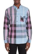 Men's Burberry Thornaby Slim Fit Check Sport Shirt - Blue