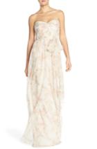 Women's Jenny Yoo Nyla Floral Print Convertible Strapless Chiffon Gown