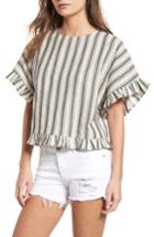 Women's Bp. Stripe Ruffle Trim Top, Size - White