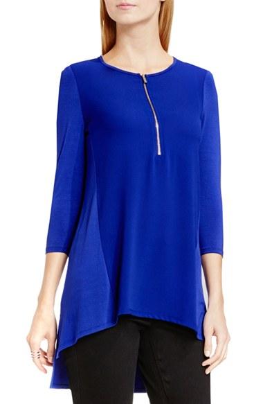 Women's Vince Camuto Half Zip Mixed Media Top