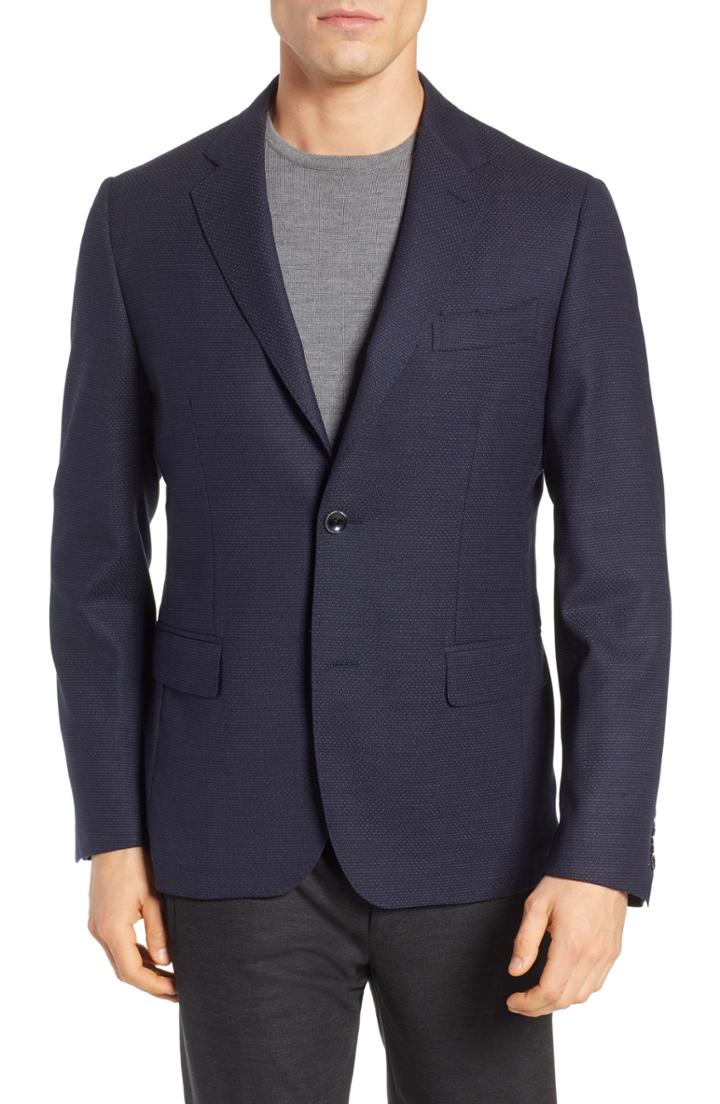 Men's Nordstrom Signature Trim Fit Stretch Wool Blend Blazer S - Blue