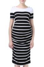 Women's Kimi And Kai 'marina' Stripe Boatneck Maternity Dress - Black
