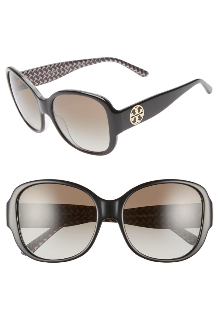 Women's Tory Burch 56mm Gradient Retro Sunglasses - Black/ Black Gradient