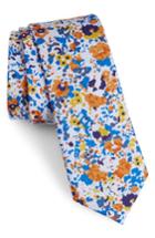 Men's Nordstrom Men's Shop Ajax Floral Cotton Skinny Tie, Size - Orange
