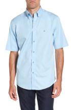 Men's Nordstrom Men's Shop Traditional Fit Short Sleeve Sport Shirt, Size - Blue