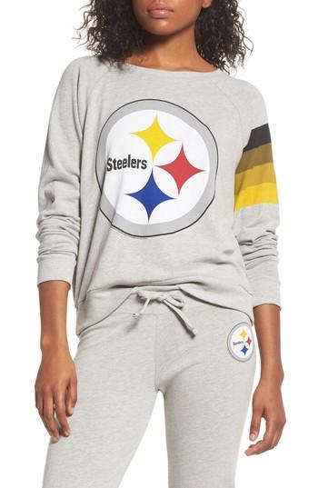 Women's Junk Food Nfl Pittsburgh Steelers Hacci Sweatshirt, Size Xxl - Grey