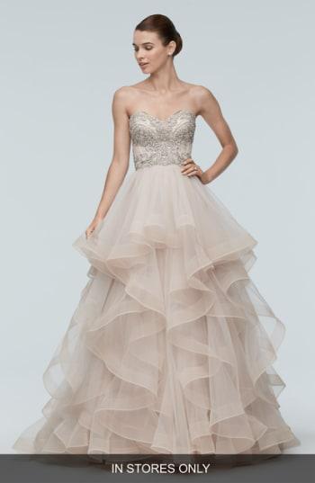 Women's Watters Meri Embellished Strapless Layered Tulle Gown