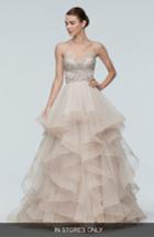 Women's Watters Meri Embellished Strapless Layered Tulle Gown
