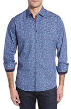 Men's Stone Rose Slim Fit Paisley Plaid Fx Sport Shirt, Size - Blue
