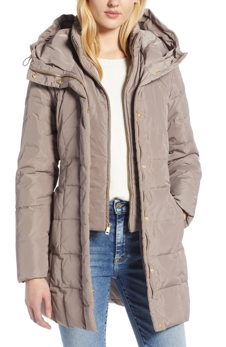 Women's Cole Haan Hooded Down & Feather Jacket - Purple