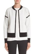 Women's Lafayette 148 New York Matte Crepe Reversible Knit Bomber Jacket, Size - Black