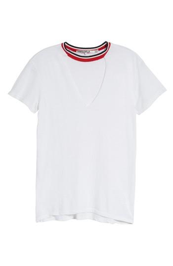 Women's Pam & Gela Ringer Choker Tee, Size - White