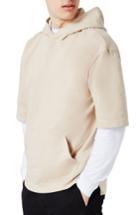 Men's Topman Oversize Short Sleeve Hoodie - Beige