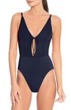 Women's Robin Piccone Tie Front One-piece Swimsuit - Blue