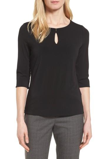 Women's Boss Epina Keyhole Jersey Top - Black