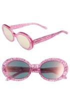 Women's Vow London Selena 53mm Oval Sunglasses - Pink Glitter/ Pink Mirror