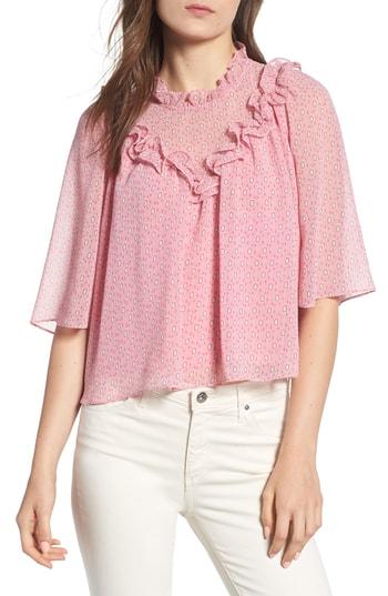 Women's Rebecca Minkoff Carla Floral Ruffle Top, Size - Pink