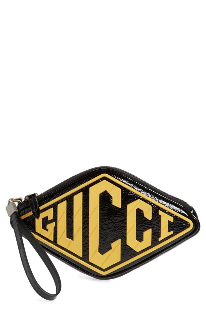 Women's Gucci Logo Graphic Leather Wristlet - Red