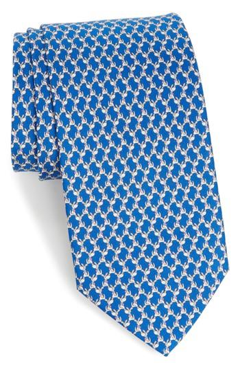 Men's Salvatore Ferragamo Riccardo Dog Print Silk Tie, Size - Blue