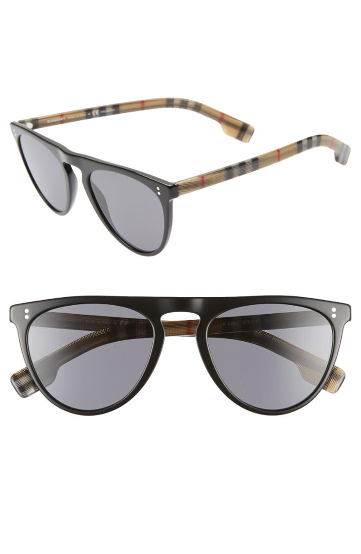 Women's Burberry 54mm Polarized Sunglasses - Black Pattern Solid