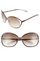 Women's Tom Ford Carla 66mm Oversized Round Metal Sunglasses - Brown/ Brown