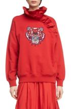 Women's Kenzo Tiger Ruffle Sweatshirt - Red