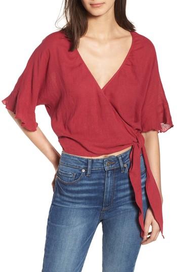 Women's Rails Athena Crop Wrap Blouse - Burgundy