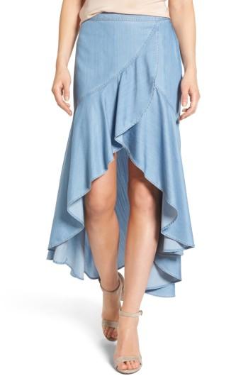Women's Chelsea28 High/low Chambray Midi Skirt - Blue