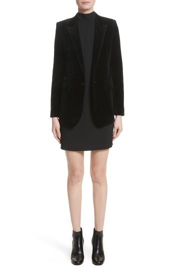 Women's Saint Laurent Velvet Blazer Us / 40 Fr - Black