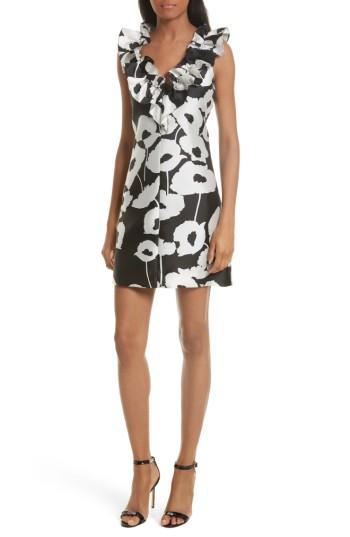 Women's Milly Sadie Ruffle Poppy Print Dress - Black