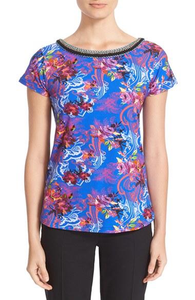 Women's Etro Floral Print Stretch Cotton Tee
