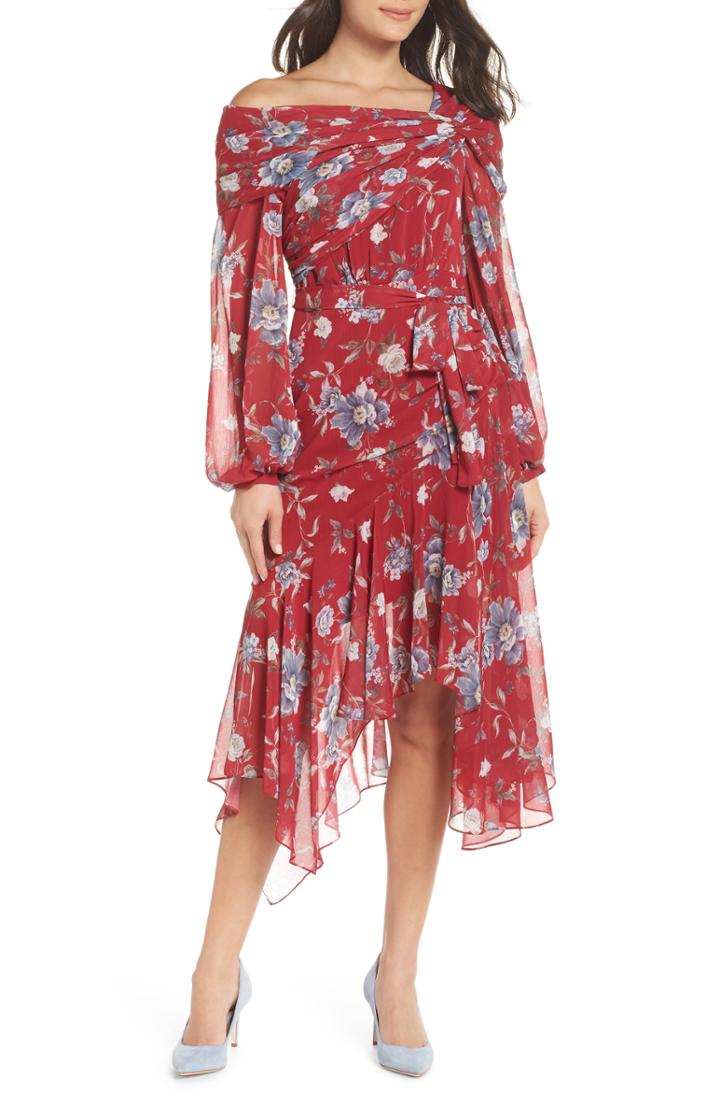 Women's Ever New Asymmetrical Floral Midi Dress