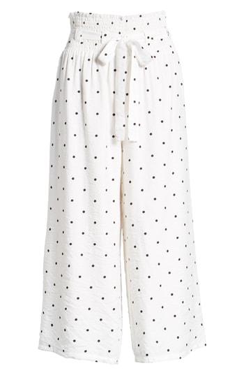 Women's Lost Ink Polka Dot Crop Trousers - White