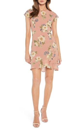 Women's Bardot Floral Lace-up Chiffon Dress - Pink